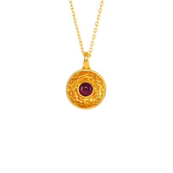 Kette aus Messing, vergoldet, roter Quartz